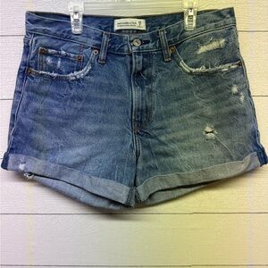 Abercrombie & Fitch The Boyfriend Short Mid Rise Blue Distressed Size 29/8